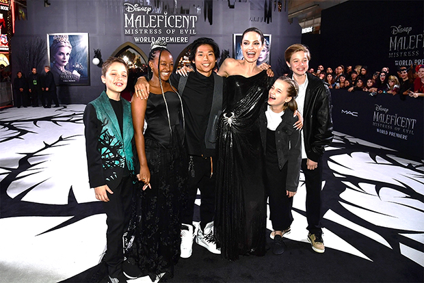 Angelina Jolie and kids at Maleficent