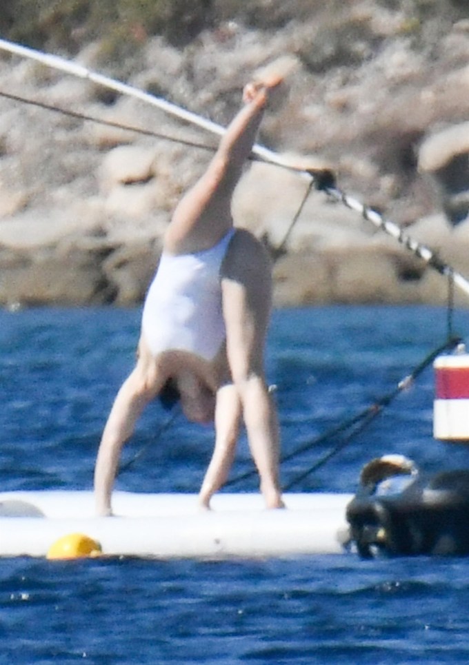 Jessica Biel does cartwheels on a yacht