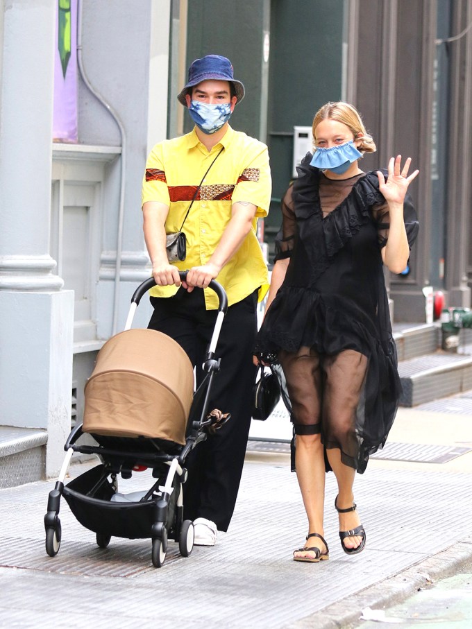 Chloe Sevigny and Sinisa Mackovic walk with their son in NYC