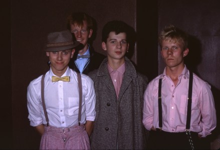 Depeche Mode - Dave Gahan (lead vocals, co-songwriting), Martin Gore (keyboards, guitar, chief songwriting), Andy Fletcher (keyboards), Vince Clarke (Keyboads).
VARIOUS
Depeche Mode appearing at the Venue, Astoria, London, on the 23rd July 1981.