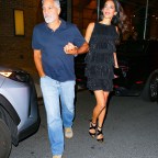 George Amal Clooney Hold Hands Dinner BG