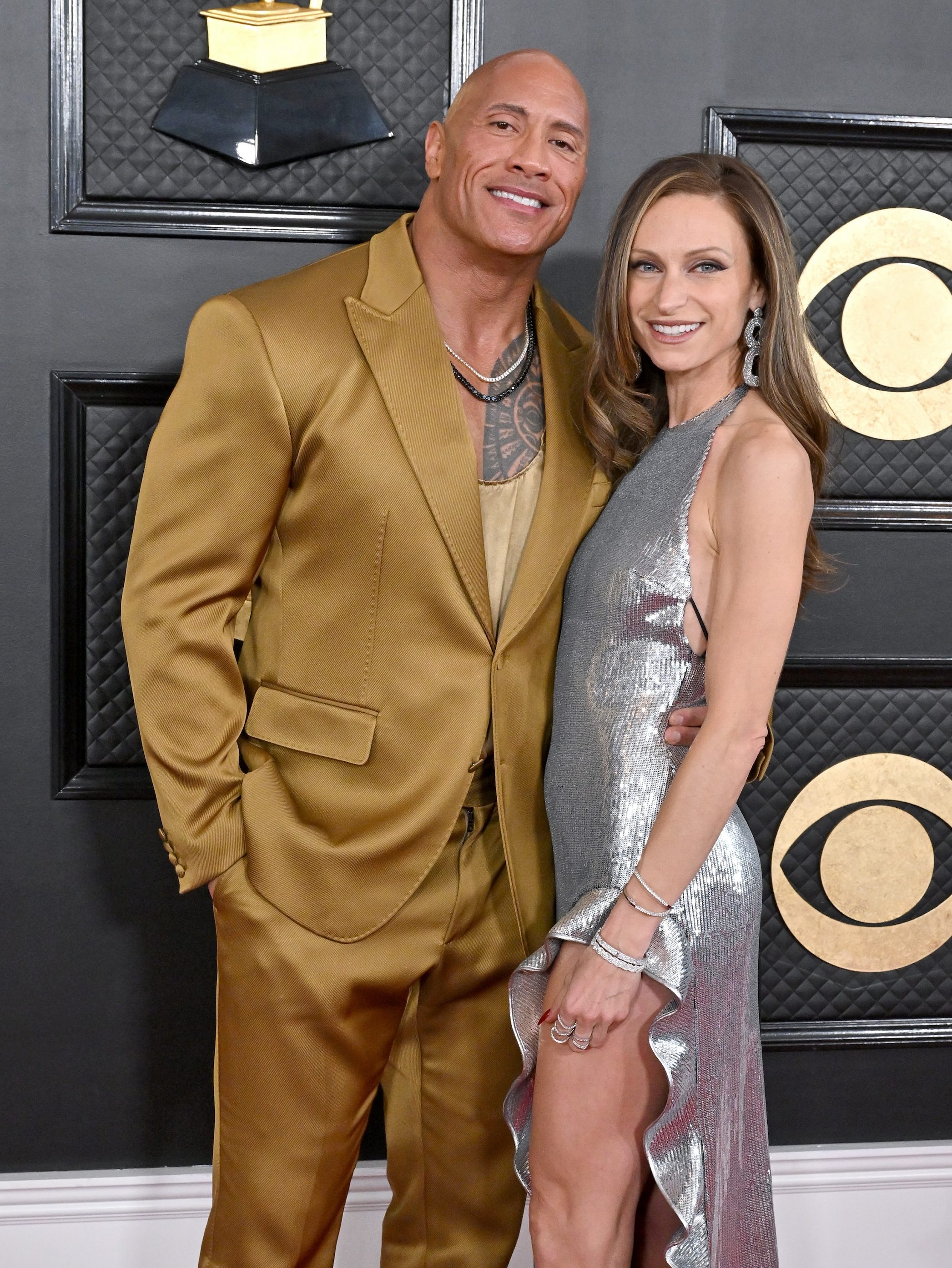 LOS ANGELES, CALIFORNIA - FEBRUARY 05: (FOR EDITORIAL USE ONLY) Dwayne Johnson and Lauren Hashian attend the 65th GRAMMY Awards at Crypto.com Arena on February 05, 2023 in Los Angeles, California. (Photo by Axelle/Bauer-Griffin/FilmMagic)