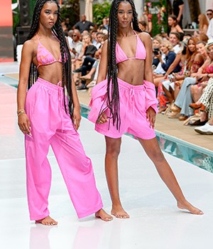 MIAMI BEACH, FLORIDA - JULY 06: Jessie Combs and D'Lila Combs walk the runway at the Liberty and Justice Show during the 2023 Miami Swim Week The Shows at SLS South Beach on July 06, 2023 in Miami Beach, Florida. (Photo by Ivan Apfel/Getty Images)