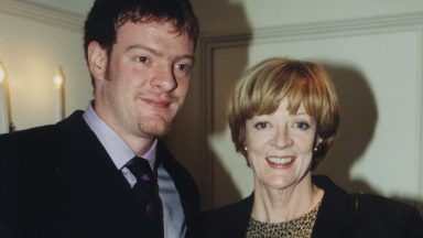 DAME MAGGIE SMITH AND HER SON CHRIS LARKIN   (Photo by Fiona Hanson - PA Images/PA Images via Getty Images)