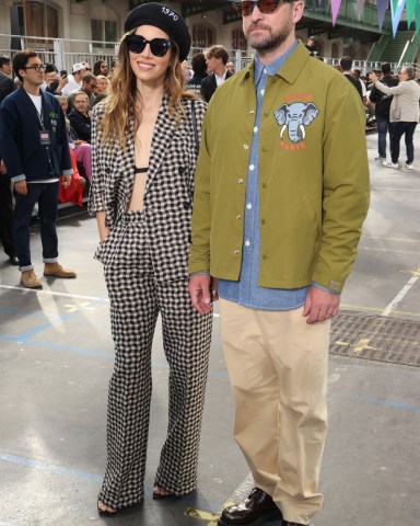 Jessica Biel and Justin Timberlake attending the Kenzo Front Row Menswear Spring Summer 2023 show as part of Paris Fashion Week on June 26, 2022 in Paris, France. Photo by Jerome Domine/ABACAPRESS.COM  Pictured: Jessica Biel,Justin Timberlake Ref: SPL5321979 260622 NON-EXCLUSIVE Picture by: AbacaPress / SplashNews.com  Splash News and Pictures USA: +1 310-525-5808 London: +44 (0)20 8126 1009 Berlin: +49 175 3764 166 photodesk@splashnews.com  United Arab Emirates Rights, Australia Rights, Bahrain Rights, Canada Rights, Greece Rights, India Rights, Israel Rights, South Korea Rights, New Zealand Rights, Qatar Rights, Saudi Arabia Rights, Singapore Rights, Thailand Rights, Taiwan Rights, United Kingdom Rights, United States of America Rights