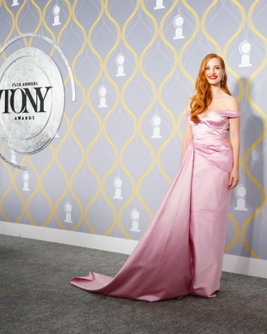 Caption CorrectionMandatory Credit: Photo by Jason Szenes/EPA-EFE/Shutterstock (12983538ak)Jessica Chastain attends the 75th Annual Tony Awards at Radio City Music Hall in New York, New York, USA, 12 June 2022. The annual awards honor excellence in the Broadway theatre.The 75th Annual Tony Awards at Radio City Music Hall in New York, USA - 12 Jun 2022Caption Correction - Changing byline to Jason Szenes/EPA-EFE