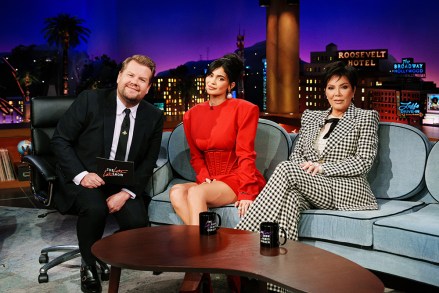 The Late Late Show with James Corden airing Thursday, September 8, 2022, with guests Kylie Jenner, Kris Jenner, and Jeff Scheen. Photo: Terence Patrick ©2022 CBS Broadcasting, Inc. All Rights Reserved