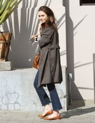 Lily Collins looks fashionable as she is seen running errands in West Hollywood. 06 Feb 2018 Pictured: Lily Collins. Photo credit: MEGA TheMegaAgency.com +1 888 505 6342 (Mega Agency TagID: MEGA159320_001.jpg) [Photo via Mega Agency]