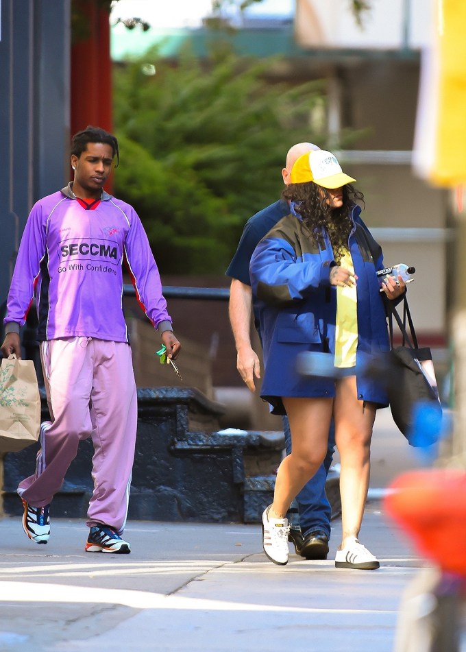 Rihanna and A$AP Rocky seen exiting Whole Foods with their security in Manhattan