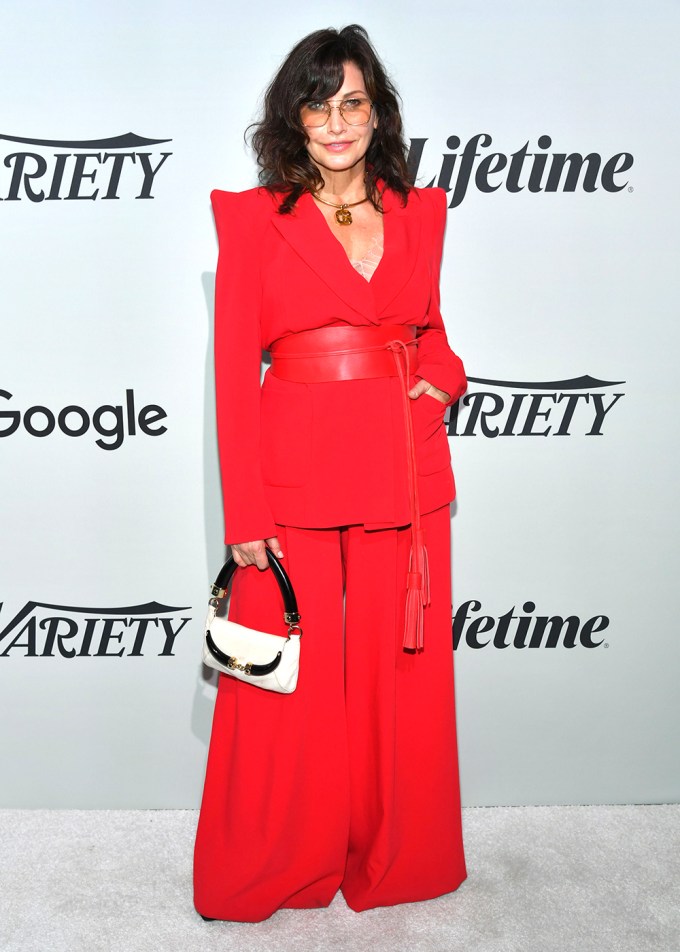 Gina Gershon Wears A Stunning Red Power Suit
