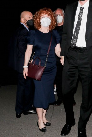 Beverly Hills, CA  - *EXCLUSIVE*  - Kathy Griffin and her male companion are seen leaving after attending Bob Saget's funeral reception in Beverly Hills.Pictured: Kathy GriffinBACKGRID USA 15 JANUARY 2022 USA: +1 310 798 9111 / usasales@backgrid.comUK: +44 208 344 2007 / uksales@backgrid.com*UK Clients - Pictures Containing ChildrenPlease Pixelate Face Prior To Publication*
