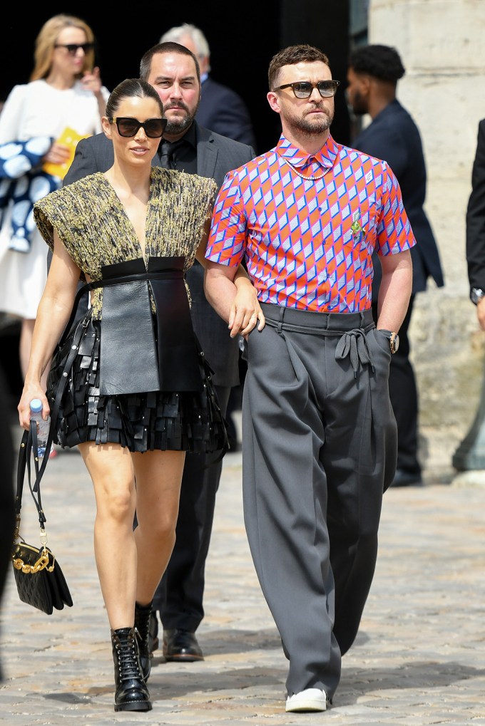 Justin Timberlake & Jessica Biel At Paris Men’s Fashion Week 2022