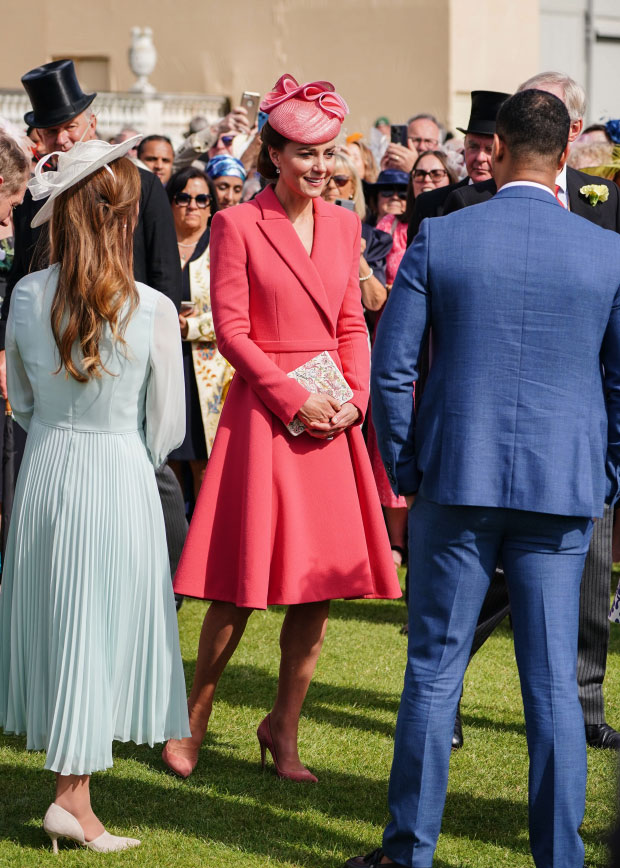 Kate Middleton Stuns In Coral Coat Dress Hosting Buckingham Palace ...