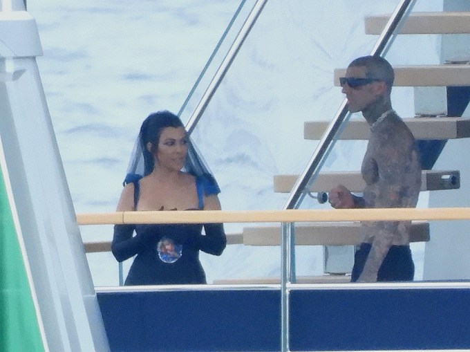 Kourtney Kardashian and Travis Barker On A Yacht