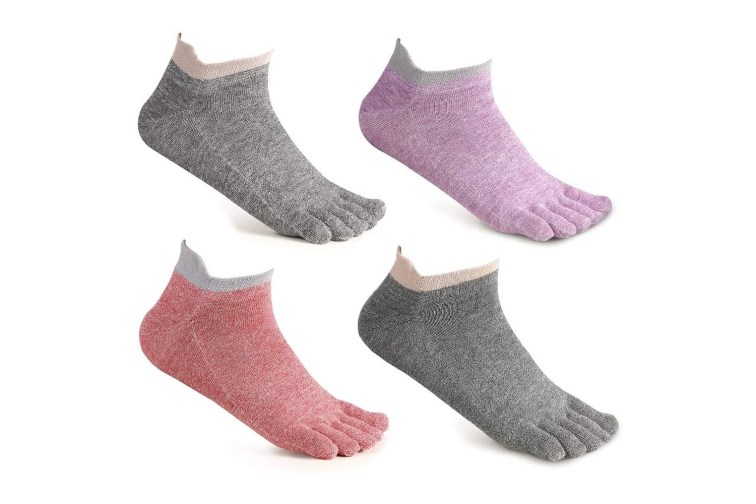 Toe Socks Women Five Finger Cotton Socks, Ladies Sneaker Socks with Toes  Gift