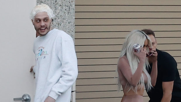 Pete Davidson Twins With Kim Kardashian’s Blonde Hair As He Supports Her On Set