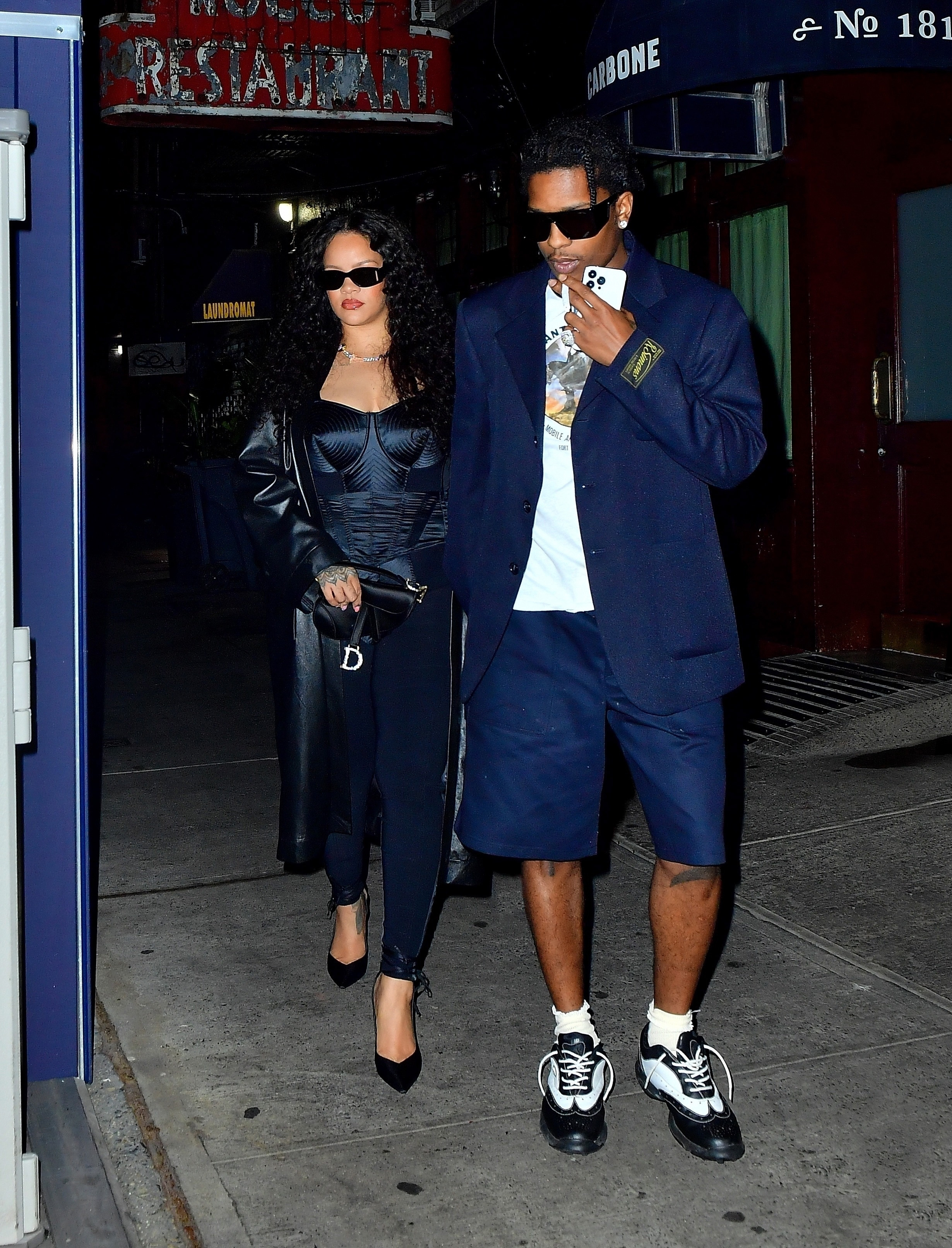New York, NY - *EXCLUSIVE* - Rihanna puts off mommy duties to go out for late night dinner with ASAP Rocky in New York City. Photo taken 07/07/ 24 22. Pictured: Rihanna, ASAP Rocky BACKGRID USA 25 JULY 2022 USA: +1 310 798 9111 / usasales@backgrid.com UK: +44 208 344 2007 / uksales@backgrid.com *UK Customers - Images containing children please Pixelate face before posting*