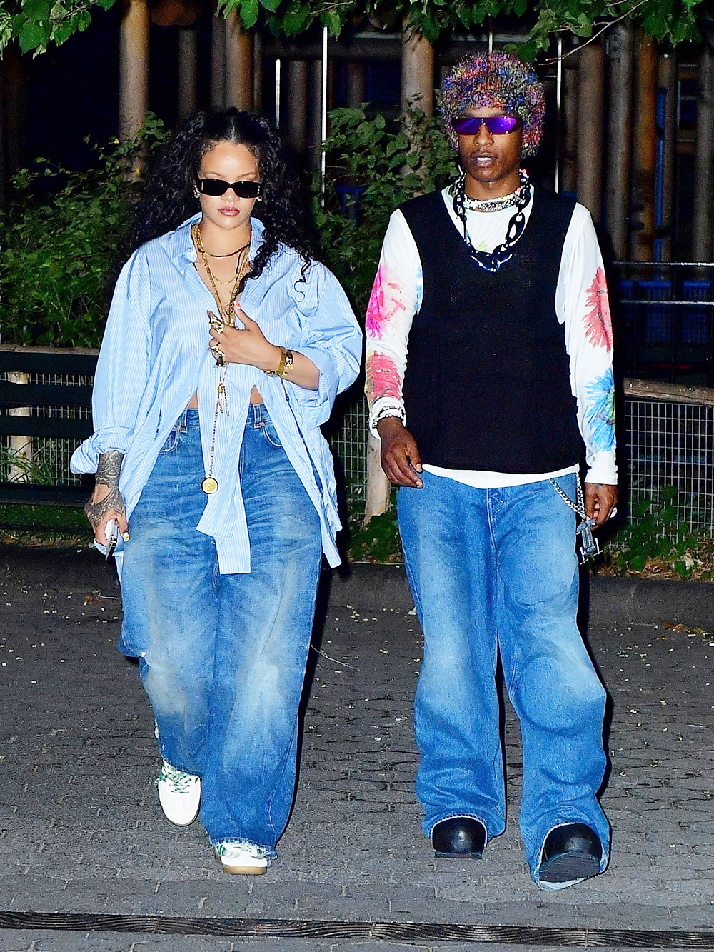 Rihanna & ASAP Rocky Coordinate In All-Blue Denim Outfits For Pharrell's  Paris Fashion Show