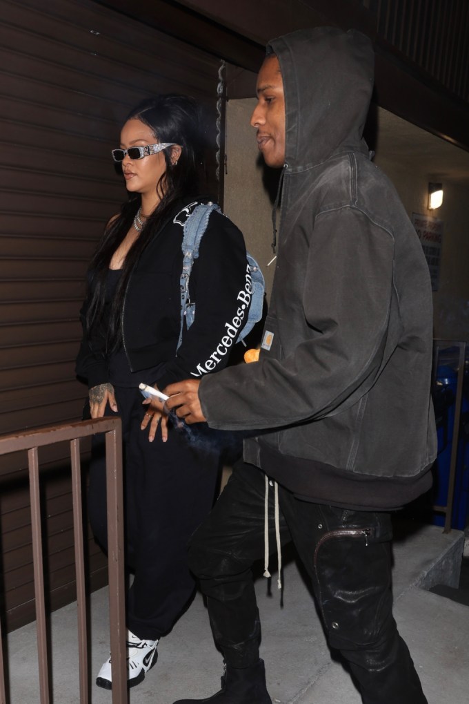 Rihanna and A$AP Rocky arrive at the recording studio in Los Angeles