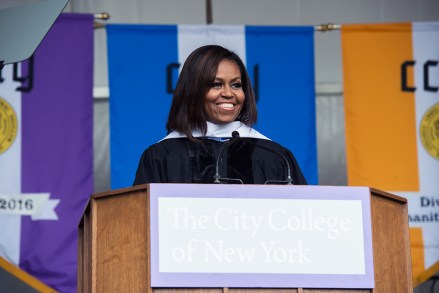 First Lady Michelle Obama delivers her final commencement address as First Lady at the 170th Commencement Ceremony of The City College of New York on the CCNY campus in historic Harlem, Friday, June 3, 2016. More than 3,000 students make up the Class of 2016.
First Lady Michelle Obama Delivers Commencement Address At The City College of New York, United States - 03 Jun 2016