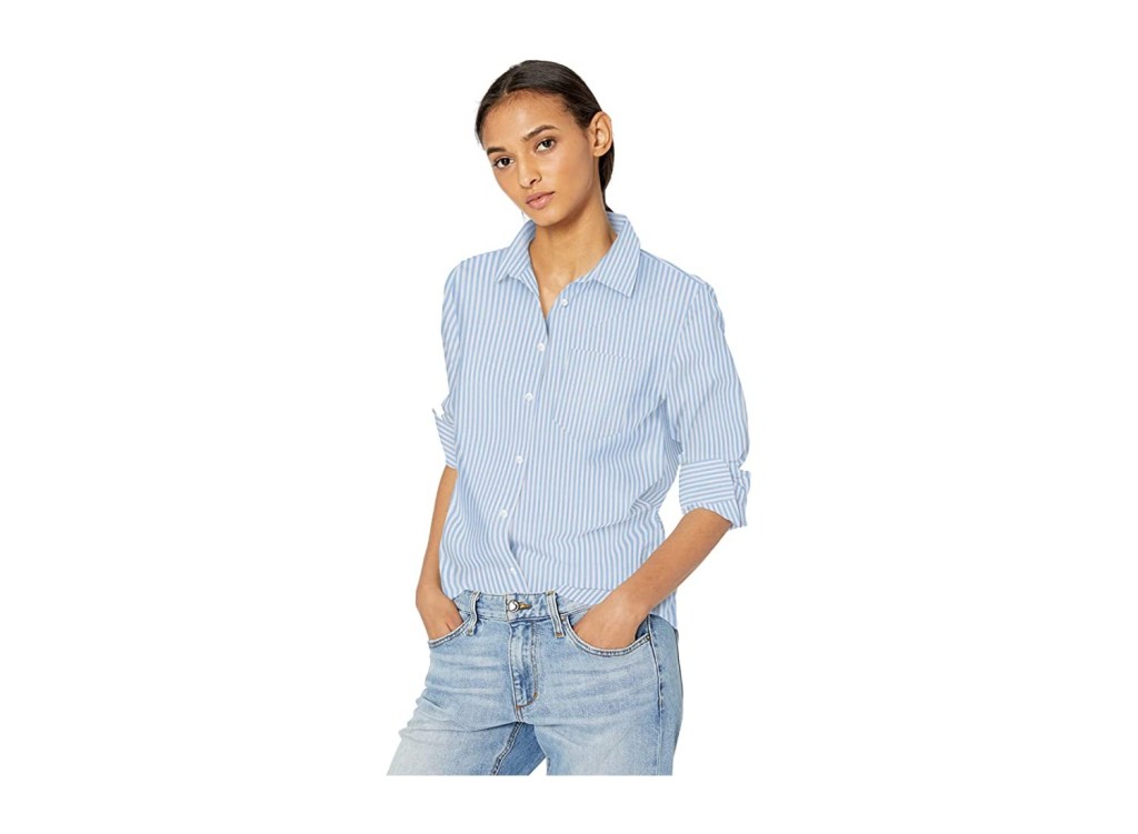 women wearing casual button down