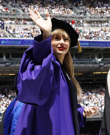 Honorary Doctor of Fine Arts degree recipient Taylor Swift arrives wearing a cap and gown to deliver the commencement speech for the graduates of New York University's class of 2022 at Yankee Stadium in New York City on Wednesday, May 18, 2022.
Swift Nyu Degree, New York, United States - 18 May 2022