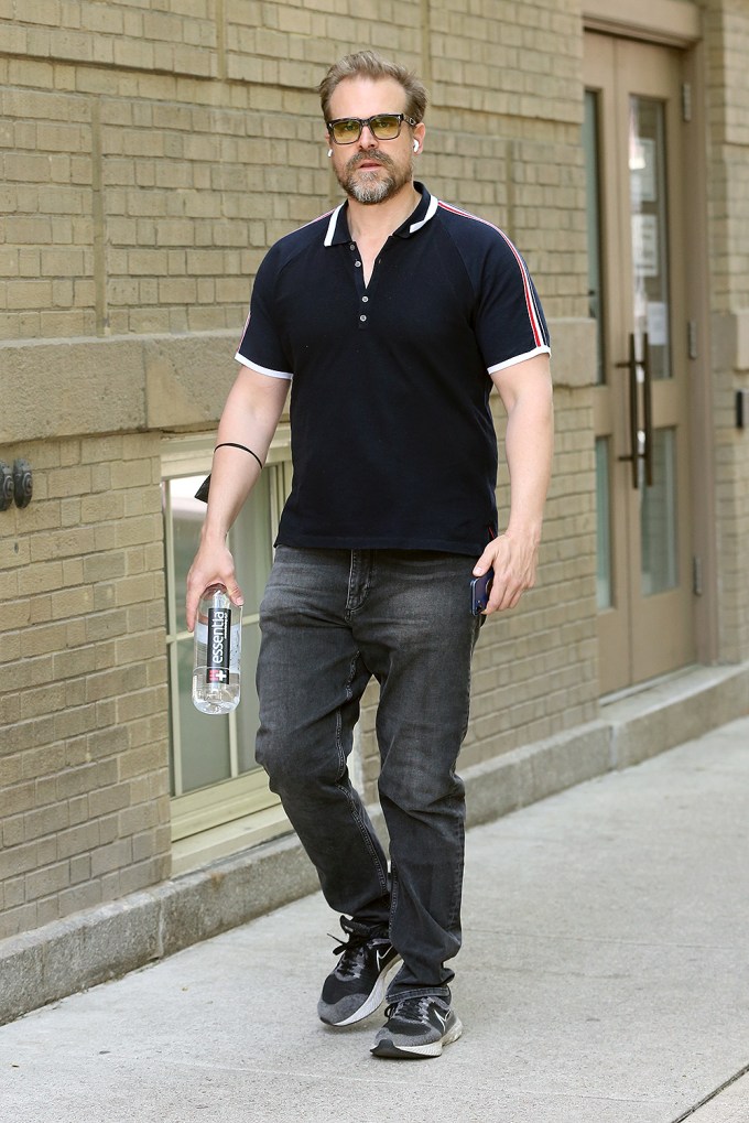 David Harbour walks home from lunch in New York City