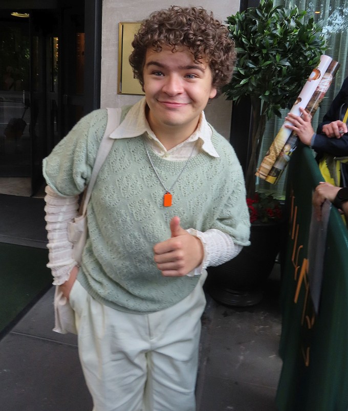 Gaten Matarazzo stops for fans by Central Park