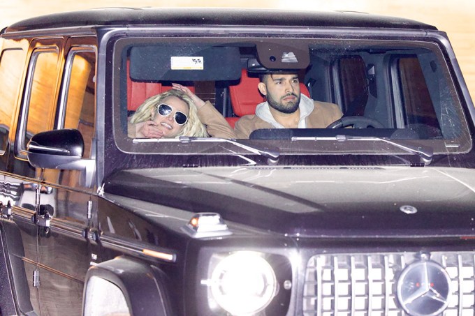 Britney Spears & Sam Asghari In The Car