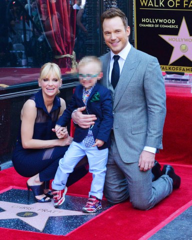 Actor Chris Pratt is joined by his wife, actress Anna Faris and their son Jack during an unveiling ceremony honoring him with the 2,607th star on the Hollywood Walk of Fame in Los Angeles on April 21, 2017.
Chris Pratt Fame Walk, Los Angeles, California, United States - 21 Apr 2017