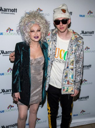 Cyndi Lauper, Declyn Lauper, Dex.  Cyndi Lauper and her son Declyn Lauper pose backstage at the 8th... 