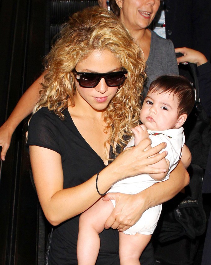 Shakira & Her Son Milan Leave Airport