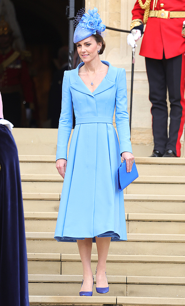 fashion Catherine The Princess of Wales in Blue Floral Print Dress