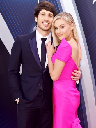 Morgan Evans and Kelsea Ballerini at the 52nd Annual Music Awards at Arrivals in Nashville, TN on November 14, 2018.