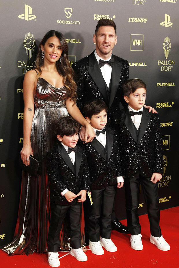 Lionel Messi Antolea Roccuzzo dan putra-putra mereka