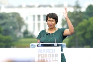 With the White House in the background, District of Columbia Mayor Muriel Bowser waves as she arrives to speak during the second March for Our Lives rally in support of gun control, in Washington
Gun Control Rally, Washington, United States - 11 Jun 2022
