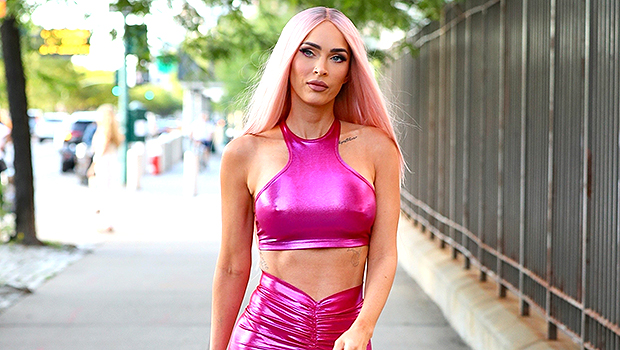 Megan Fox's Metallic Pink Crop Top & Mini Skirt: Photos