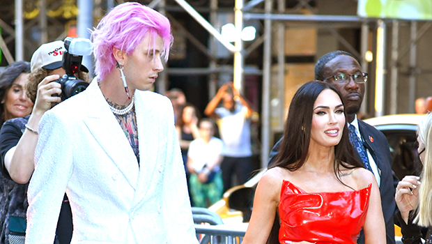 Megan Fox Rocks Strapless Red Leather Dress With Machine Gun Kelly At ...