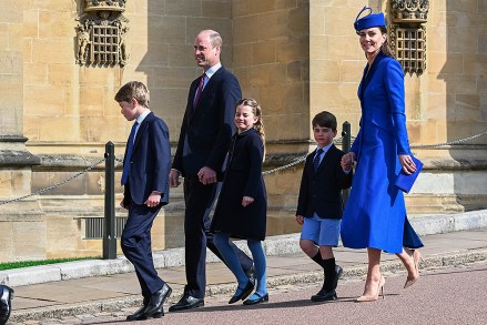 Prince George of Wales, Prince William of Wales, Princess Charlotte of Wales, Prince Louis of Wales, Catherine Princess of Wales
Royal Easter Mattins Service, St George's Chapel, Windsor, UK - 09 Apr 2023