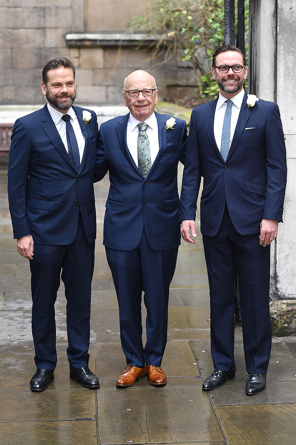 Lachlan Murdoch, Rupert Murdoch and James Murdoch
Rupert Murdoch and Jerry Hall wedding at St. Bride's Church on Fleet Street, London, Britain - 05 March 2016