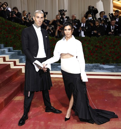 Travis Barker and Kourtney Kardashian arrive on the red carpet for The Met Gala at The Metropolitan Museum of Art celebrating the Costume Institute opening of "In America: An Anthology of Fashion" in New York City on Monday, May 2, 2022.
2022 Met Gala, New York, United States - 03 May 2022
