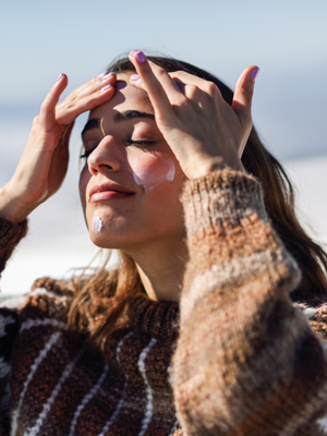 applying sunscreen