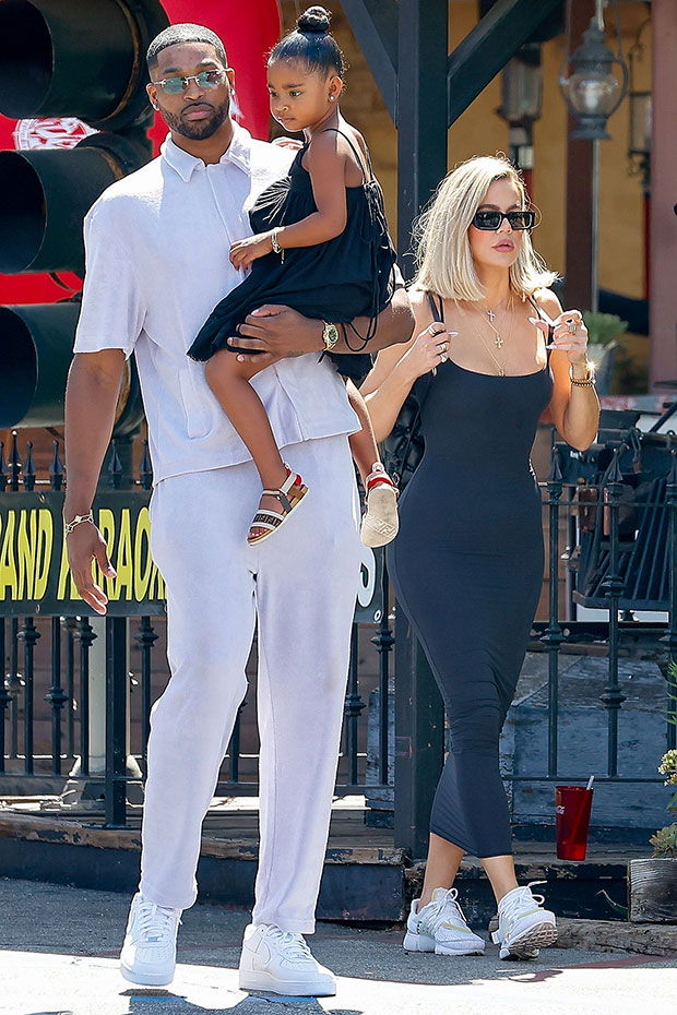 Tristan Thompson, Khloe Kardashian and True Thompson on June 18, 2022