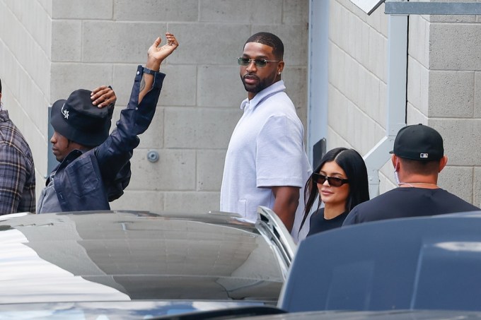 Tristan Thompson appears to look at Kylie Jenner