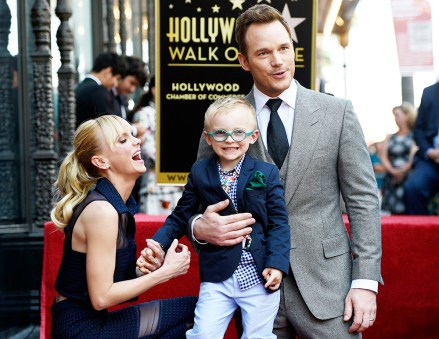 Actor Chris Pratt, right, is joined by his wife Anna Faris, left, and their son Jack during a ceremony to award Pratt a star on the Hollywood Walk of Fame, in Los AngelesChris Pratt Honored with a Star on the Hollywood Walk of Fame, Los Angeles, USA - 21 Apr 2017