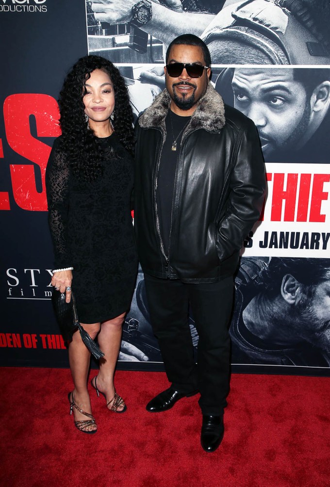 LOS ANGELES, CA - SEPTEMBER 01: Ice Cube and his wife Kimberly Woodruff  look on during the BIG3 third place game between the Powerand the3 Headed  Monsters on September 1, 2019 at