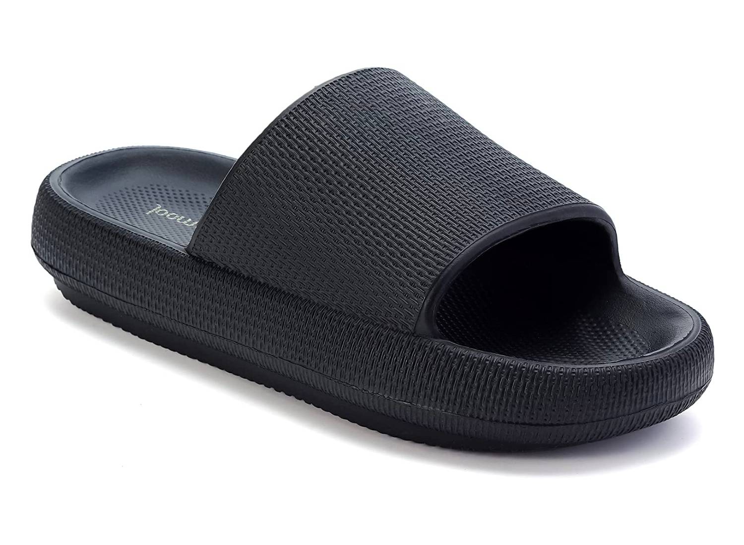 A ultra-cushioned black slide sandal