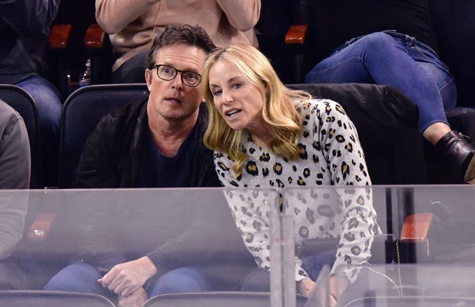 Michael J. Fox & Wife At An NHL Game