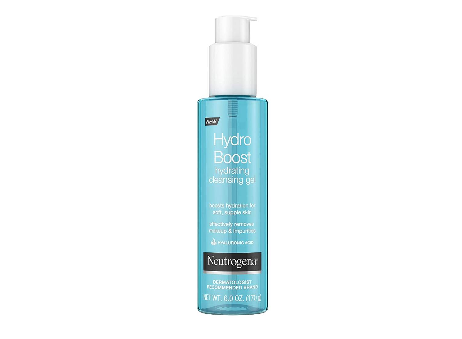 A blue bottle of Neutrogena's 6oz hydrating gel facial cleanser