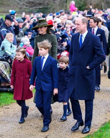 Princess Charlotte, Catherine Princess of Wales,Prince George,Prince Louis,Prince William
Christmas Day church service, Sandringham, Norfolk, UK - 25 Dec 2022
